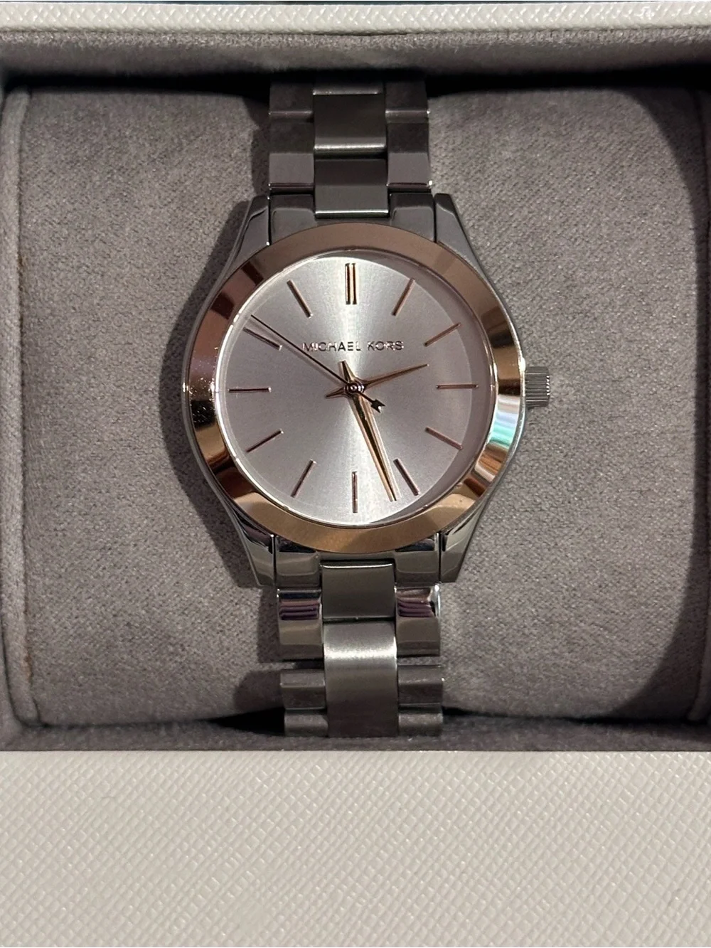 Michael Kors Two-Tone Silver and Rose Gold Bracelet Watch